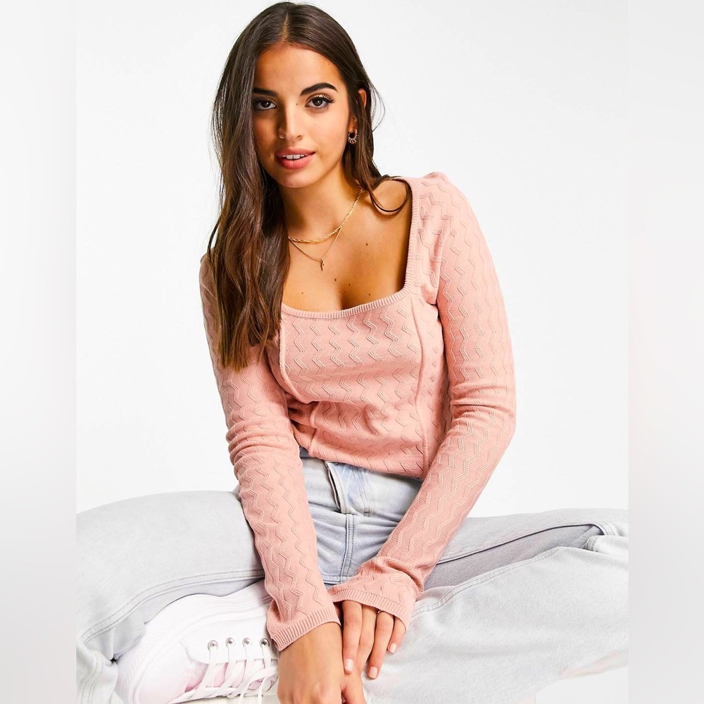 ASOS DESIGN square neck sweater in textured stitch .